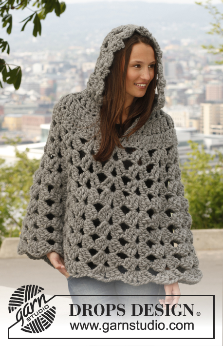 Haakpatroon poncho met capuchon